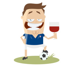 french football player with glass of wine