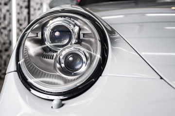 Car detailing series : Clean gray car headlight