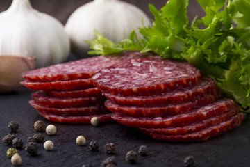 sausage on a cutting board