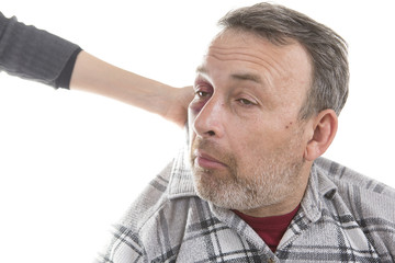 Obraz premium Middle-aged Caucasian male Emotional Portrait with a Real Bruise