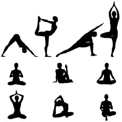 Yoga silhouettes set - vector eps10