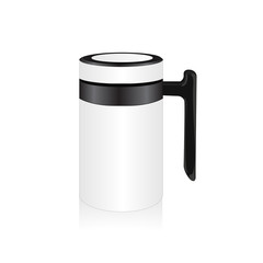 Vector white thermo mug, travel mug, thermos isolated on white background
