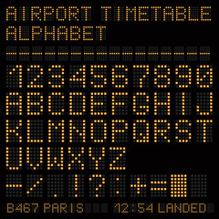 Airport vector timetable yellow alphabet.