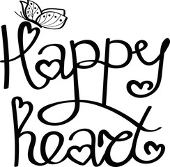 Happy heart! Hand drawn calligraphy lettering