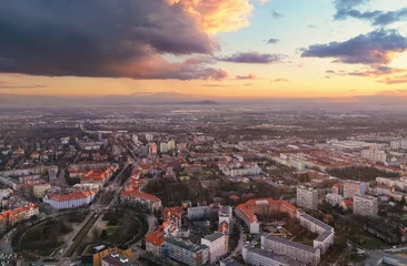 Foto op Canvas Panorama of the Wroclaw city at sunset  in Wroclaw, Poland, © velishchuk