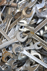 background of metal wrenches