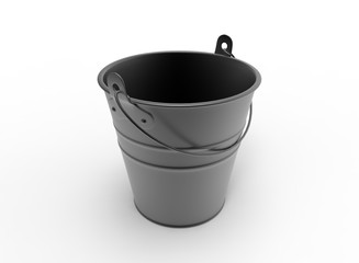 bucket 3D illustration on white background isolated object with shadow. simple tool for keeping water. 