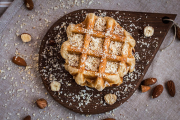 Belgian sugar waffles with grated nuts