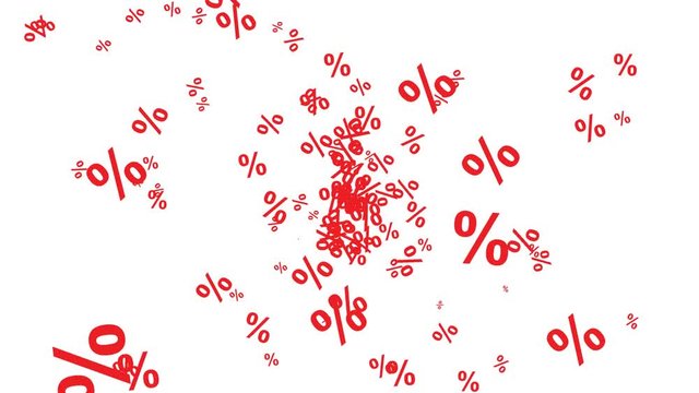 Rote Prozentzeichen sprudeln aus einer Quelle hervor &ndash; Film, Video, Animation