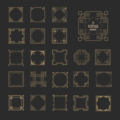 Decorative retro vintage frames and borders set