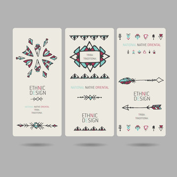 Tribal vintage ethnic banners or invitation cards 