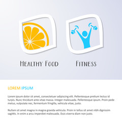 Healthy food and fitness symbols