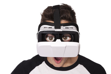 boy with virtual reality viewer