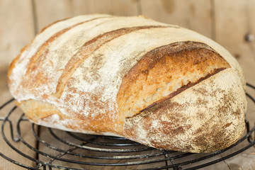Homemade sourdough bread. Freshly baked until crispy.