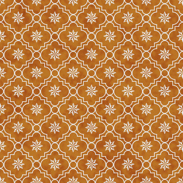 Orange and White Eight Pointed Pinwheel Star Symbol Tile Pattern