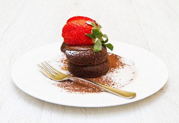 Dessert - Chocolate Cake with Fresh Strawberry