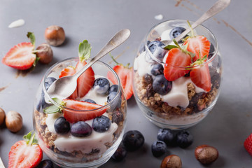 Granola Breakfast with Berries and Yogurt