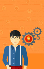 Man with bulb and gears.