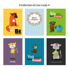 Collection of cute cards for different occasions