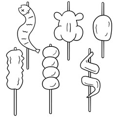 vector set of grill meat