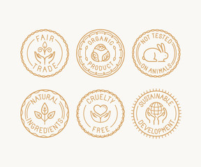 Vector set of badges and labels in trendy linear style