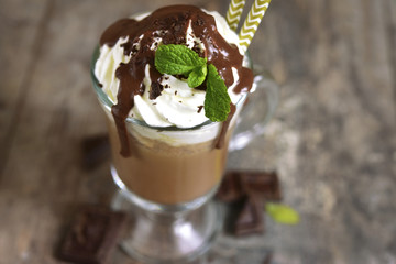 Summer cold drink chocolate frappuccino.