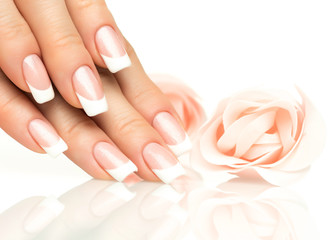 Woman hands with french manicure  close-up