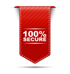 red vector banner design 100% secure