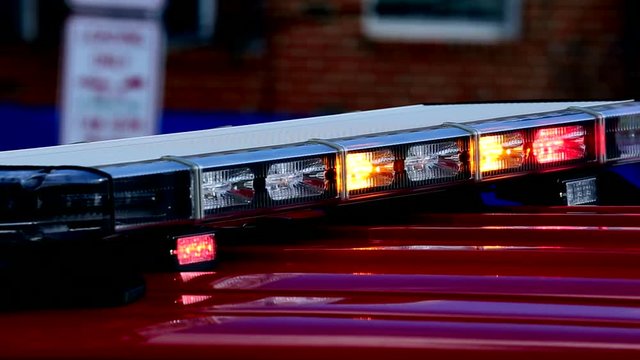 Emergency lights flashing from fire truck