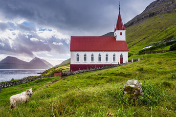 Kalsoy church in Faroe Islands