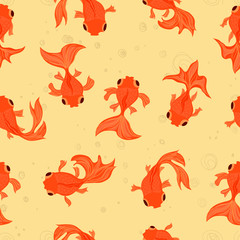 Modèle sans couture de poisson rouge - Illustration