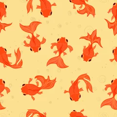 Papier peint Poisson rouge Modèle sans couture de poisson rouge - Illustration