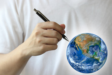 hand write the world, Elements of this image furnished by NASA