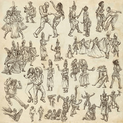 Fototapeta na wymiar Dancers - Hand drawn collection, freehand sketching