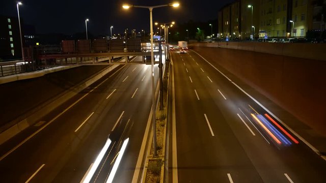 Night traffic in German Highway, Autobahn