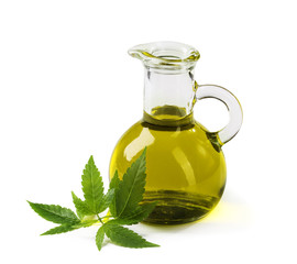 Hemp oil n a glass jar