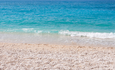 Pebbles on empty Myrtos beach