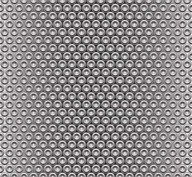 Seamless geometric grey metal circles set checkers pattern. Background with gradient.