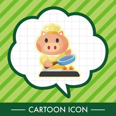 animal pig chef cartoon theme elements