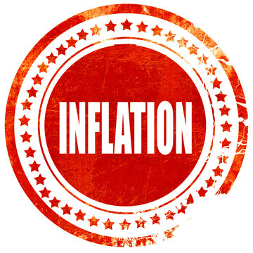Inflation sign background, grunge red rubber stamp on a solid wh