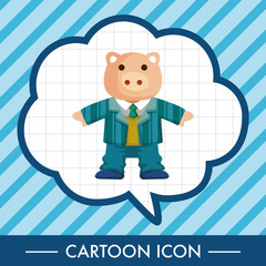 animal pig worker cartoon theme elements