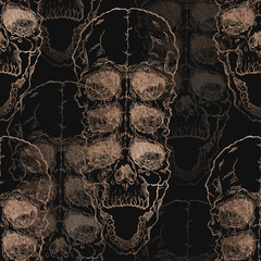 Seamless pattern with skull on grunge background - 107707677