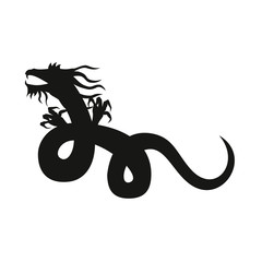 Naklejka premium Chinese dragon silhouette
