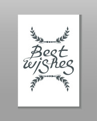 Card template with best wishes lettering and branches