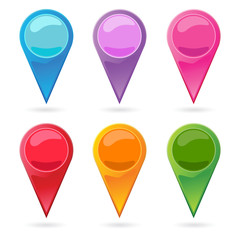 Set of Colorful Here Location Icon