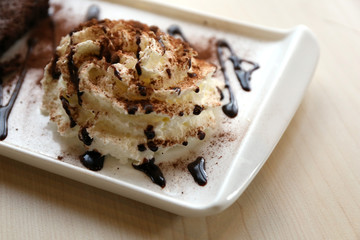 Brownies and whipped cream