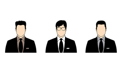 Business people, businessmen avatar icon with different haircuts and glasses, user profile picture