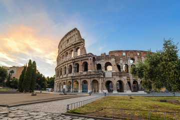 Fototapeta na wymiar Sunrise at Colosseum, Rome, Italy