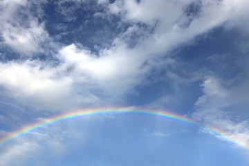 Fototapeta na wymiar blue sky with rainbow