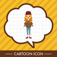 lady girl cartoon theme elements